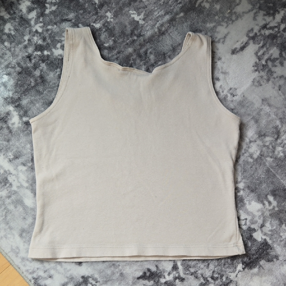Vintage Reference Point Cream Ribbed Scoop Tank - Picture 5 of 5